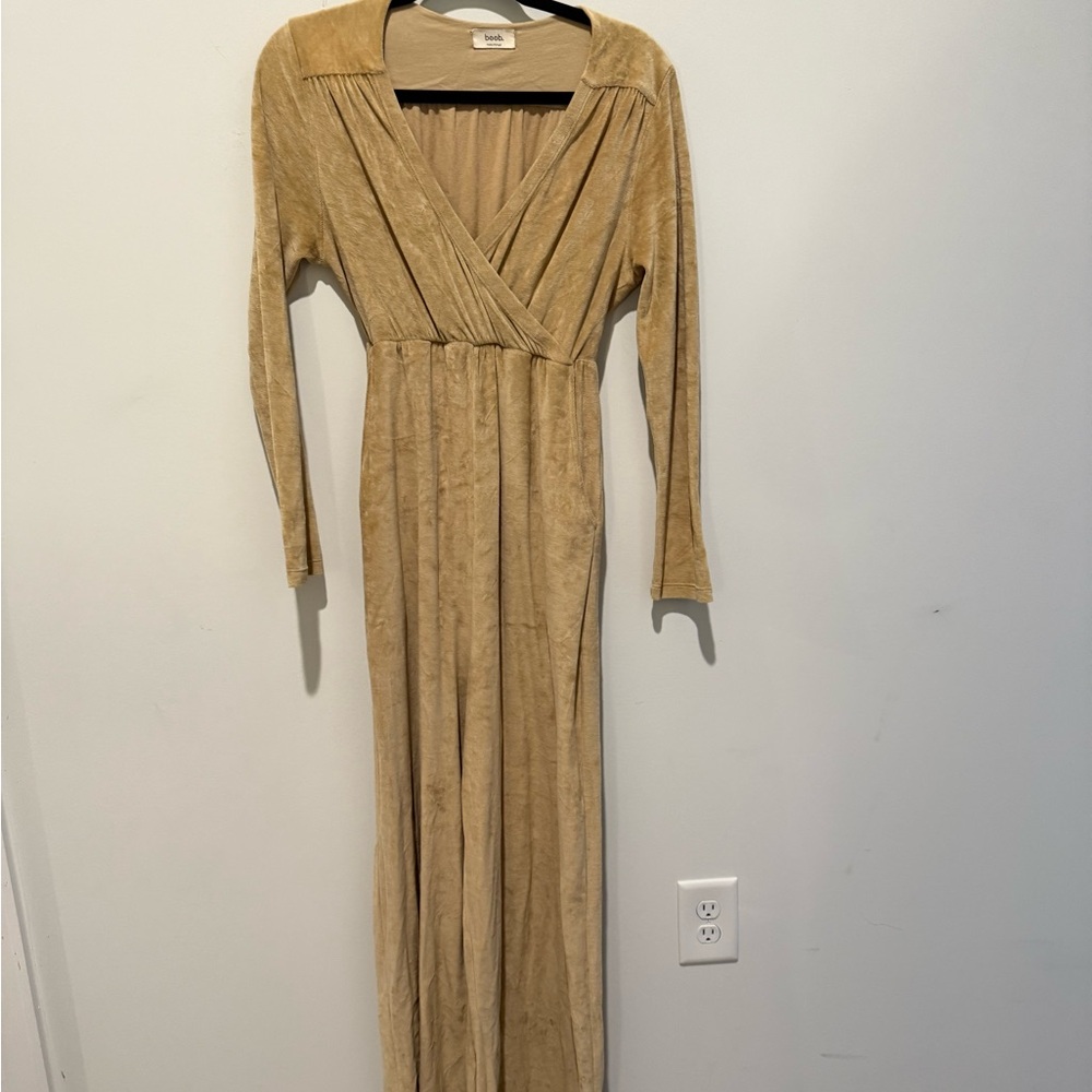 Boob Design Tan Velour Maternity/Nursing Wrap Jumpsuit